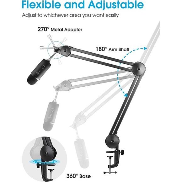 Microphone Arm Stand Adjustable Suspension Boom Scissor Arm Stand Heavy Duty Mic - Picture 4 of 7